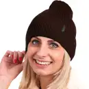 Czapka damska MOLTI z welny merino brazowa - Ciepla i elegancka