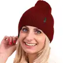 Bordowy komplet damski z wełny merino czapka i komin MOLTI