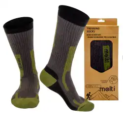 Skarpety trekkingowe MOLTI z wełną Merino i Coolmax - Khaki 43-46