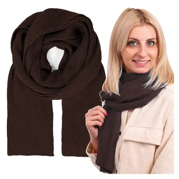 Szalik damski MOLTI z wełny merino brązowy - 100% naturalne ciepło