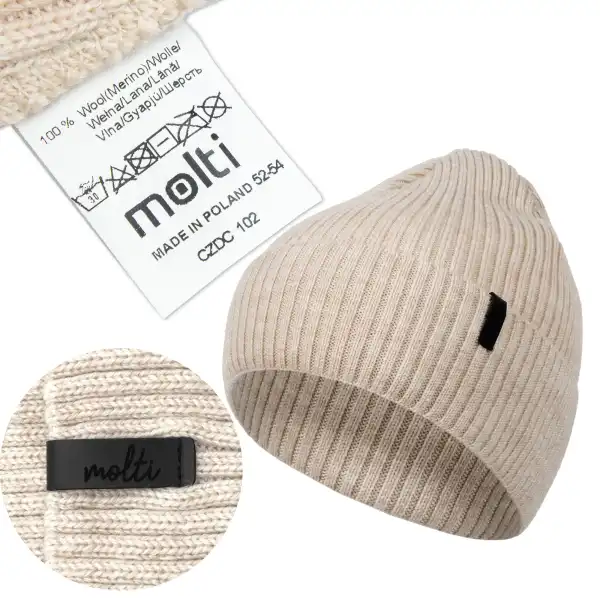 Czapka dziecięca z wełny merino MOLTI beżowa 48-50 - Najwyższa jakość