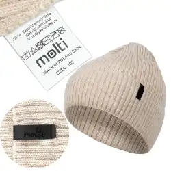 Czapka dziecięca z wełny merino MOLTI beżowa 48-50 - Najwyższa jakość