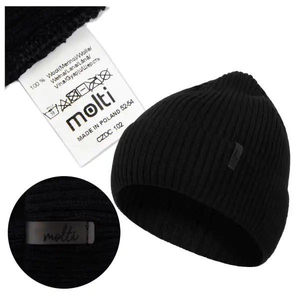 Czapka dziecięca MOLTI 100% wełna merino czarna 48-50 | Sklep