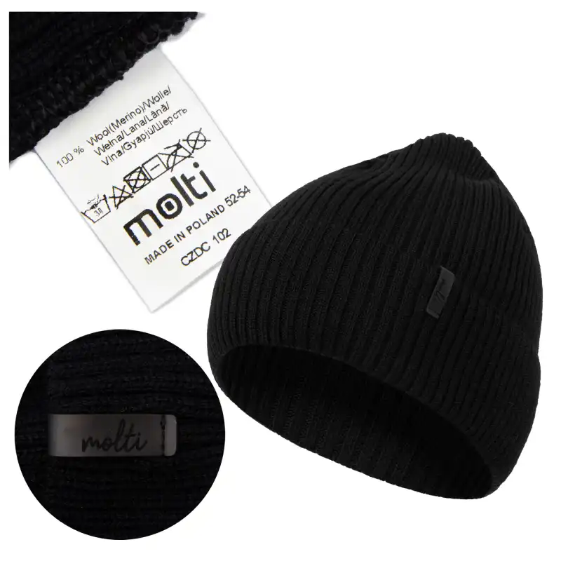 Czapka dziecięca MOLTI 100% wełna merino czarna 48-50 | Sklep