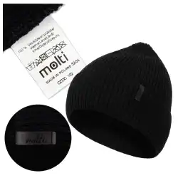 Czapka dziecięca MOLTI 100% wełna merino czarna 48-50 | Sklep