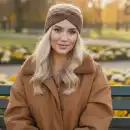 Damska opaska z wełny merino MOLTI OD100 Mocca - Ciepła i stylowa