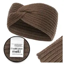 Damska opaska z wełny merino MOLTI OD100 Mocca - Ciepła i stylowa
