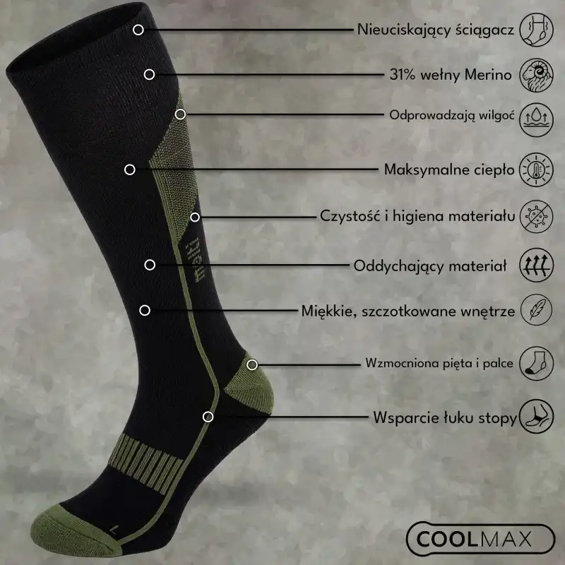 Skarpety narciarskie MOLTI SNR001 khaki 39-42