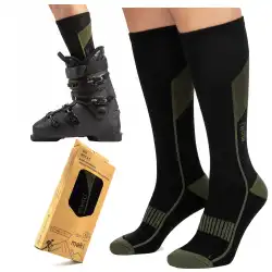 Skarpety Narciarskie Molti SNR001 Khaki z Wełną Merino - 35-38