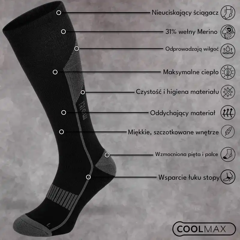 Skarpety narciarskie MOLTI SNR001 szare 39-42