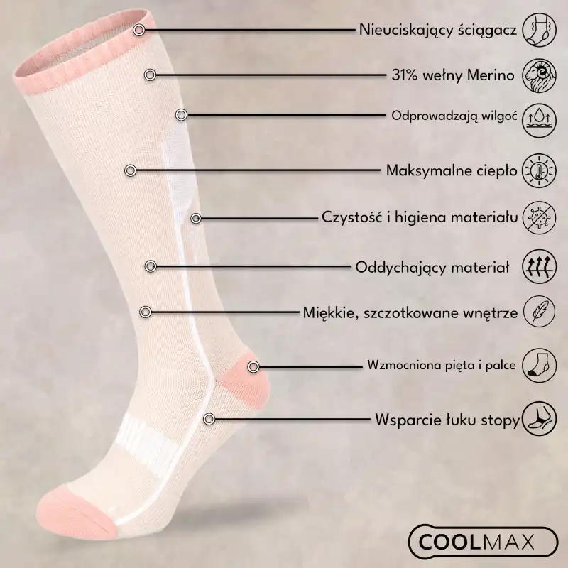 Skarpety narciarskie MOLTI SNR001 różowe 39-42