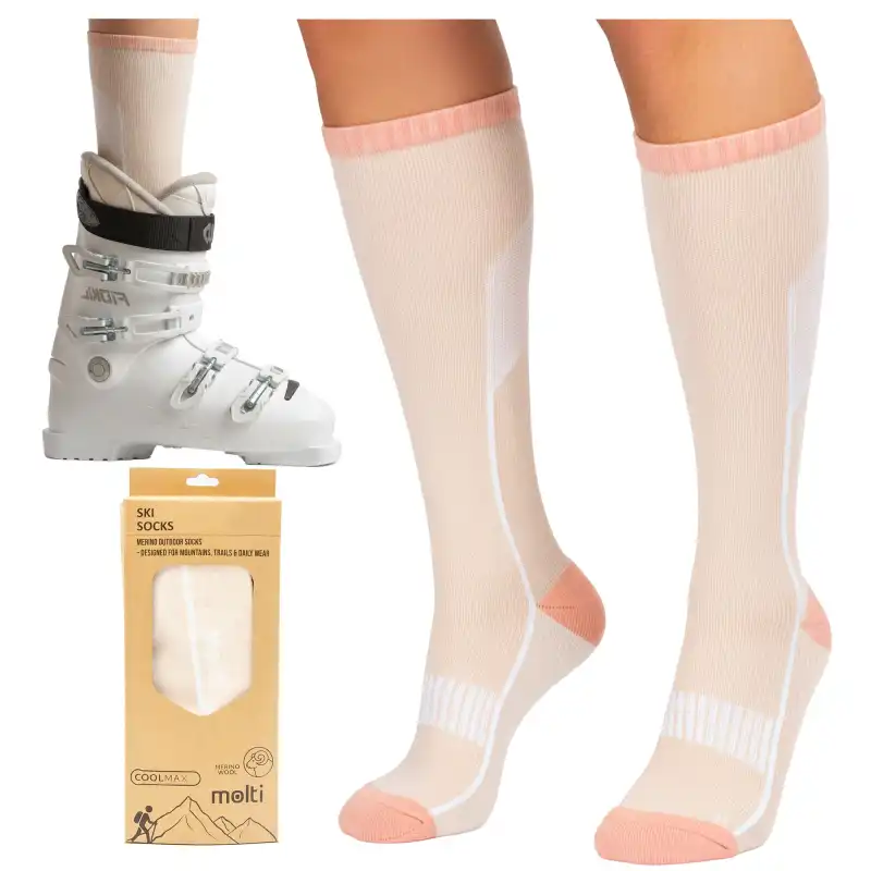 Skarpety narciarskie MOLTI SNR001 Merino Coolmax Różowe 39-42