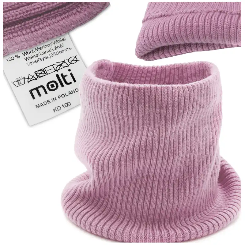 Ciemnoróżowy komin damski z wełny merino MOLTI KD100 - Komfort i styl