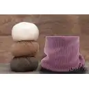 Damski komplet z wełny merino MOLTI – czapka i komin ciemny róż