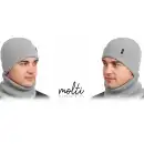 Męski komplet z wełny merino Molti CZM101 - Jasnoszary zestaw