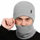 Męski komplet z wełny merino Molti CZM101 - Jasnoszary zestaw