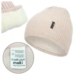 Czapka dziecięca z wełny merino MOLTI MILU beżowa 50-52 - Ciepła