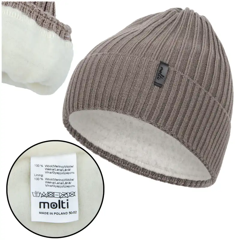 Czapka Zimowa dla Dzieci z Wełny Merino Molti Milu Mocca 50-52