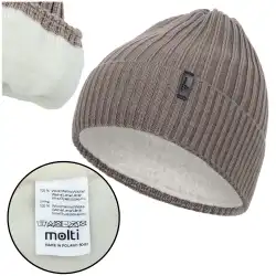 Czapka Zimowa dla Dzieci z Wełny Merino Molti Milu Mocca 50-52