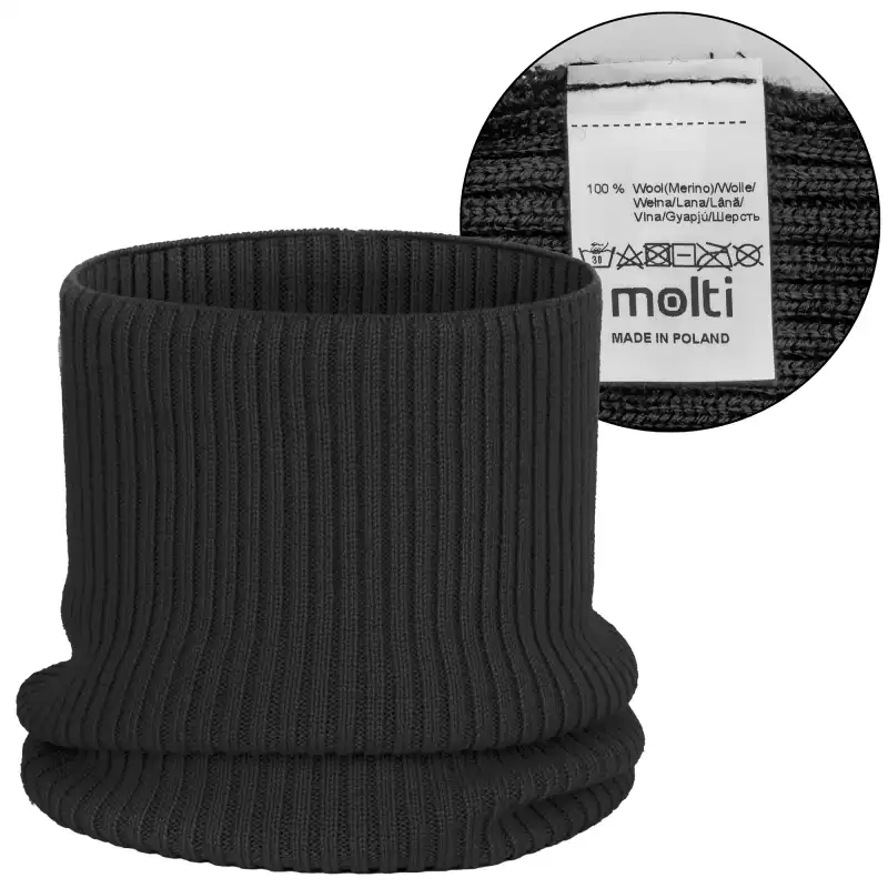 Czarny Komin Dziecięcy MOLTI MILU - 100% Wełna Merino | Ciepły