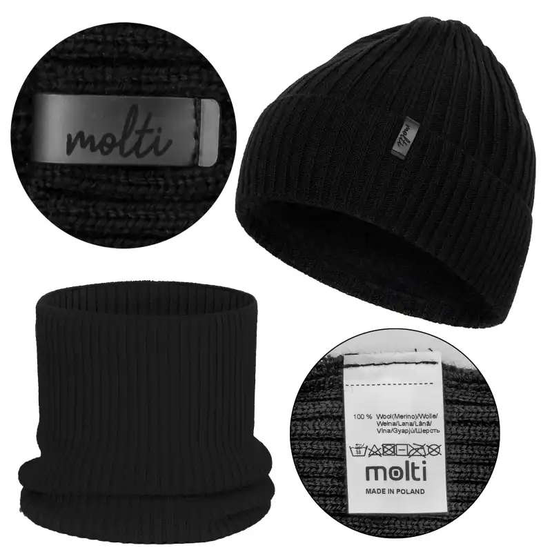 Dziecięcy komplet zimowy MOLTI MILU - 100% wełna merino - Czarny