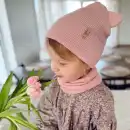 Czapka dziecięca MOLTI NOMI 46-48 z wełny merino - Jasny Róż