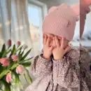 Czapka dziecięca MOLTI NOMI 46-48 z wełny merino - Jasny Róż