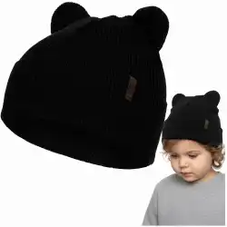 Czapka dziecięca Molti Nomi z wełny merino czarna 48-50