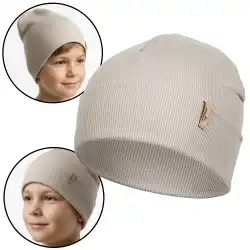 Czapka dziecięca MOLTI LINO 52-54 taupe - Bawełniana na wiosnę/jesień