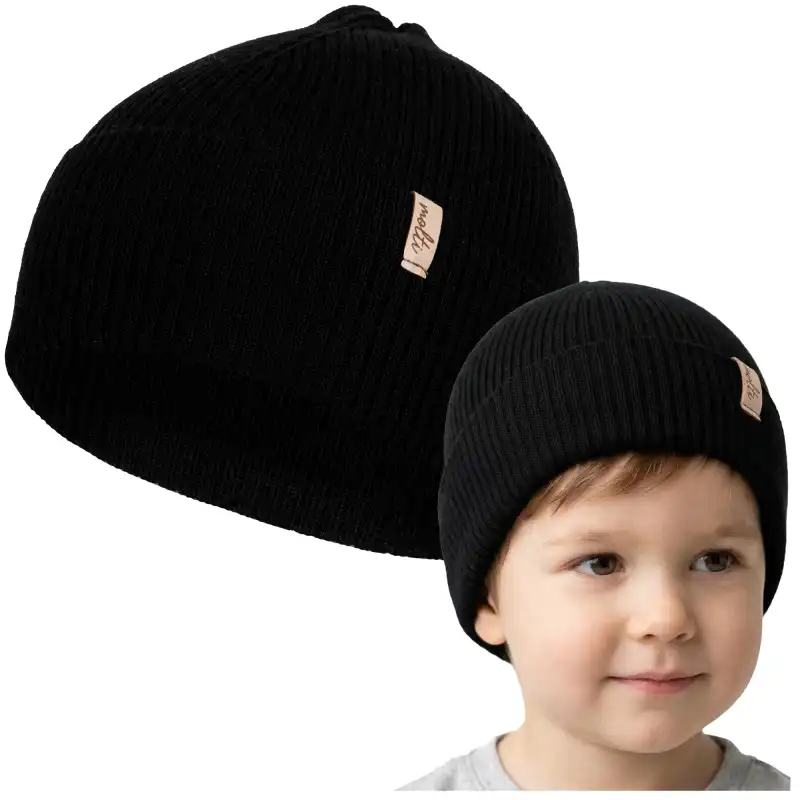 Czapka dziecięca MOLTI LUMI 50-52 czarna z wełny merino | Kup teraz