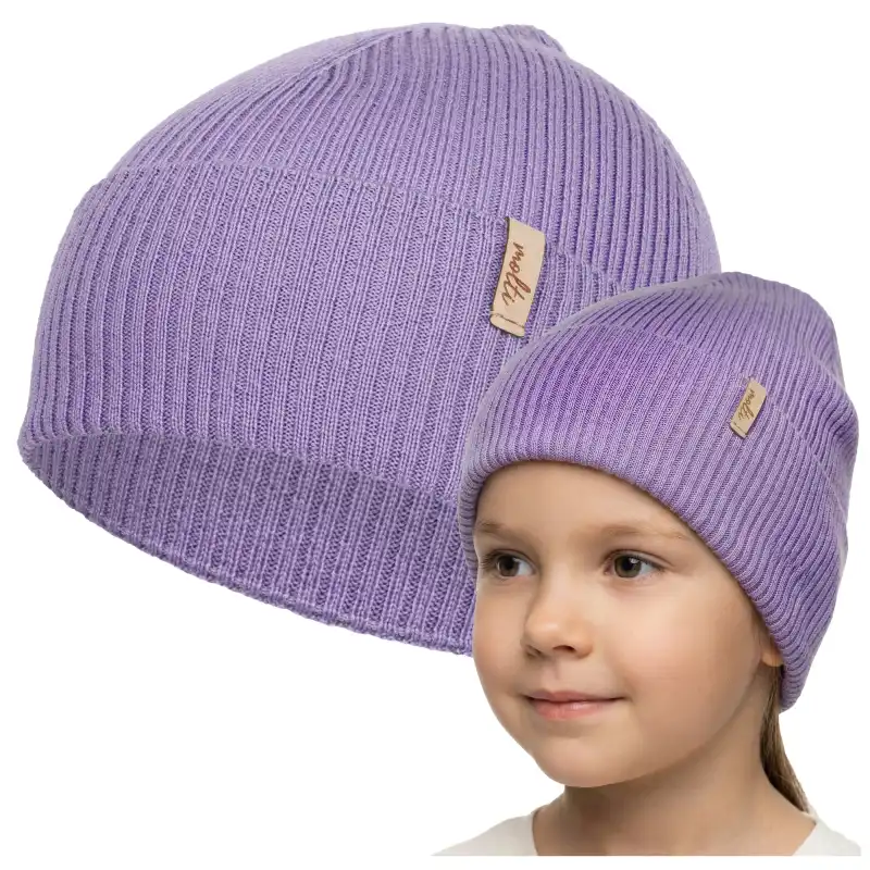 Czapka dziecięca MOLTI LUMI 50-52 jasny fiolet | Wełna merino