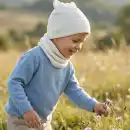 Komplet Dzieciecy Molti Nomi Czapka z Uszkami Wełna Merino 100%