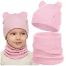 Komplet dziecięcy Molti Nomi z wełny merino - czapka i komin | Różowy