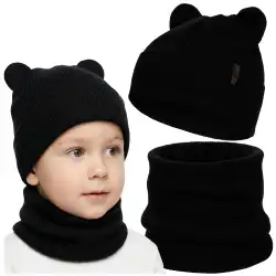 Komplet dziecięcy Molti Nomi 48-50 czarny - 100% Wełna Merino