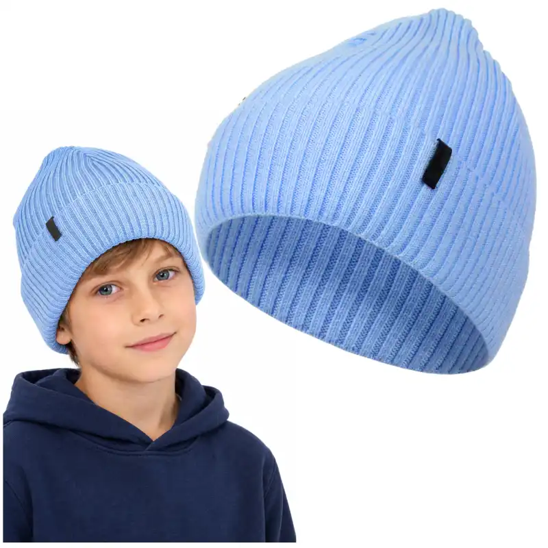 Czapka dziecięca z wełny merino MOLTI niebieska 48-50 cm | Sklep