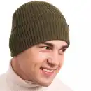 Czapka męska z wełny merino Molti khaki - ciepła i wygodna
