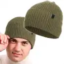Czapka męska z wełny merino Molti khaki - ciepła i wygodna