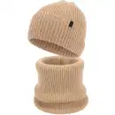 Komplet meski czapka i komin z welny merino MOLTI Camel