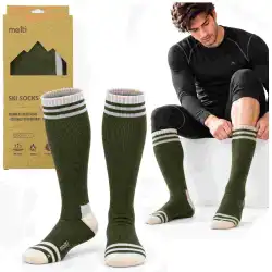 Skarpety narciarskie Molti SNR002 Khaki z wełną Merino - 35-38