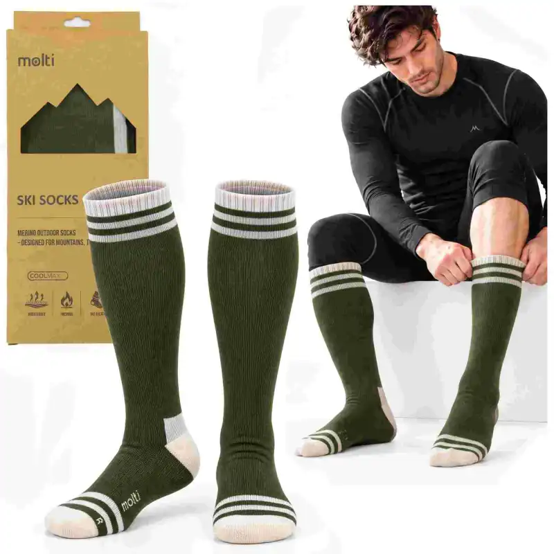 Skarpety narciarskie Molti SNR002 Merino i Coolmax Khaki 39-42