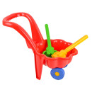 TACZKA STOKROTKA Z ŁOPATKĄ I GRABKAMI czerwona