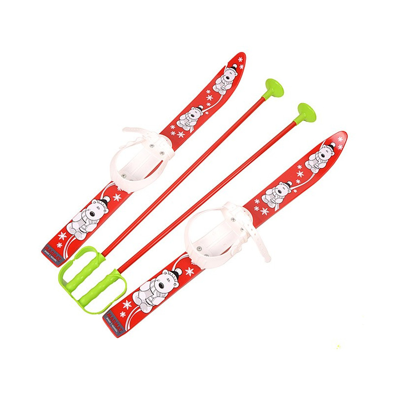 NARTY Z KIJKAMI 70 CM marmat misie czerwone,